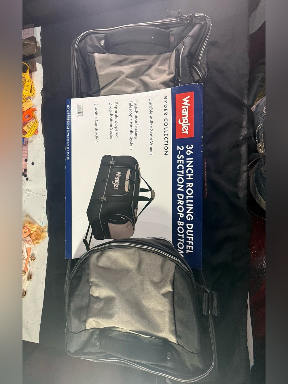 Wrangler Black and Gray 36" Rolling Duffel - Ryder Collection